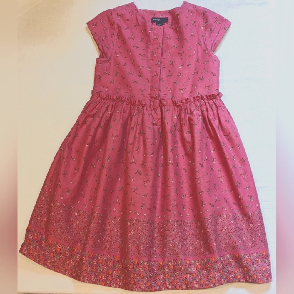 EUC....Gap 100% Cotton Floral Pink Dress Girls size 5T